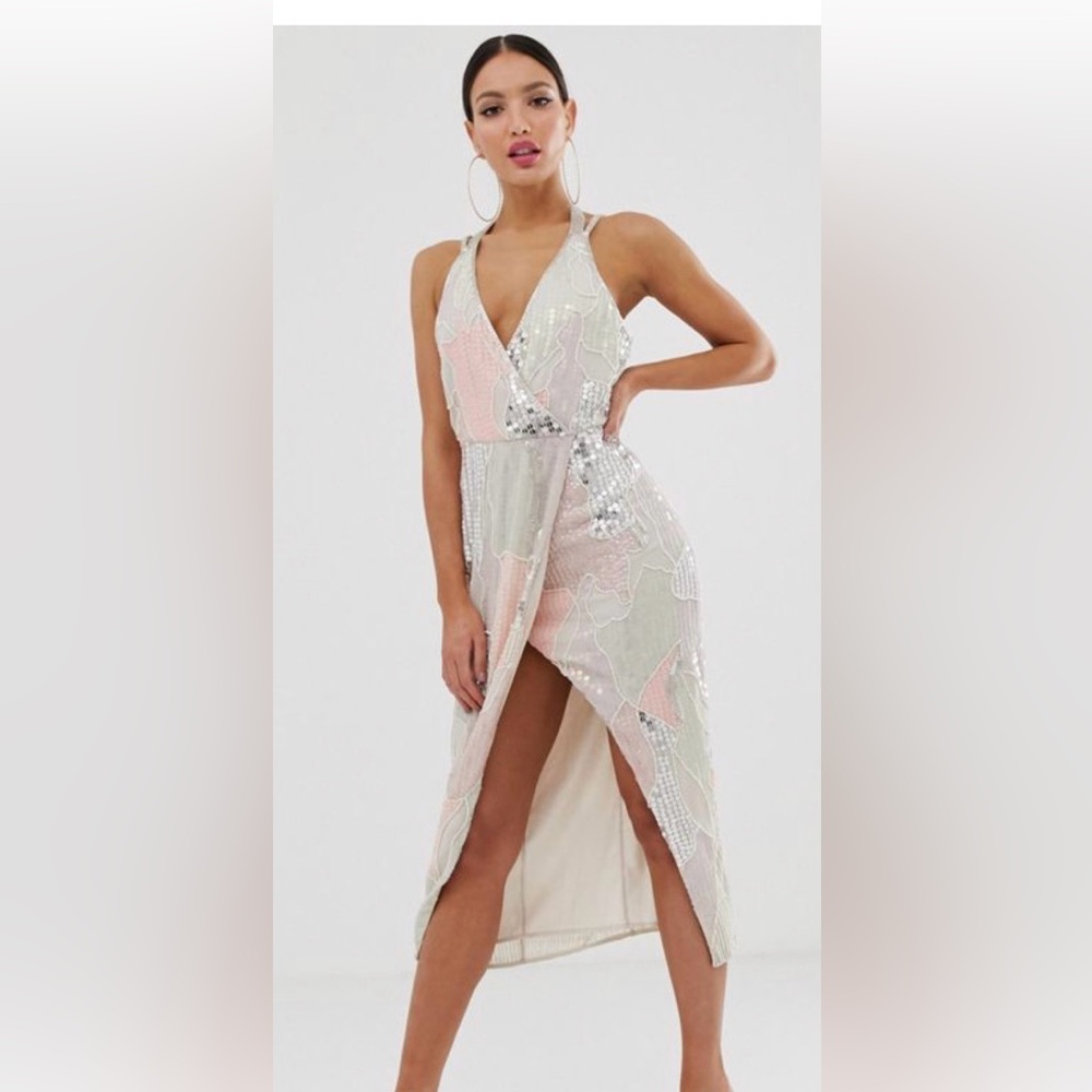 New tall midi dress in pearl and sequin, prom dress, US10